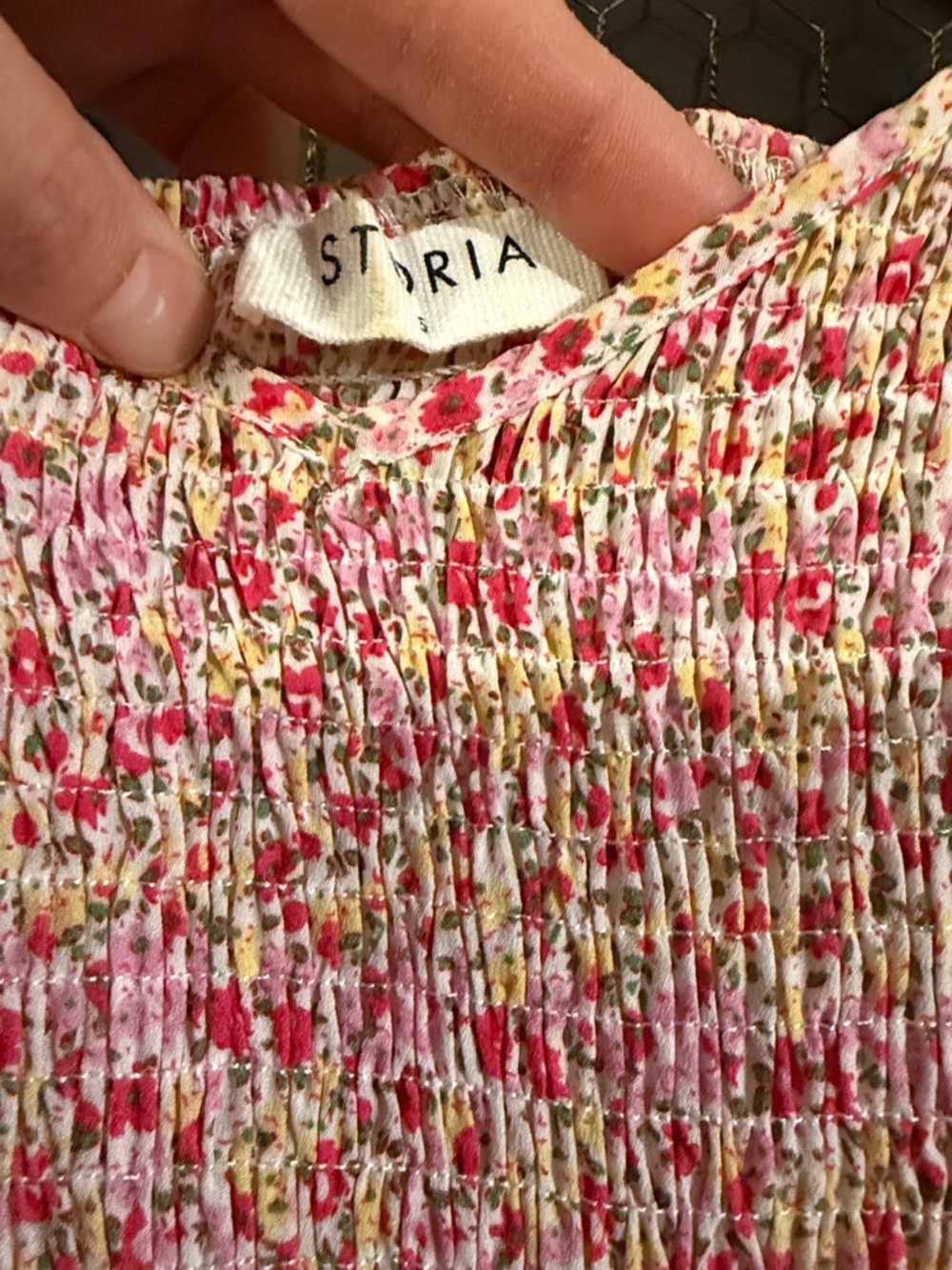 Storia Floral Pink Smocked Ruffle Midi Dress - Picture 4 of 4